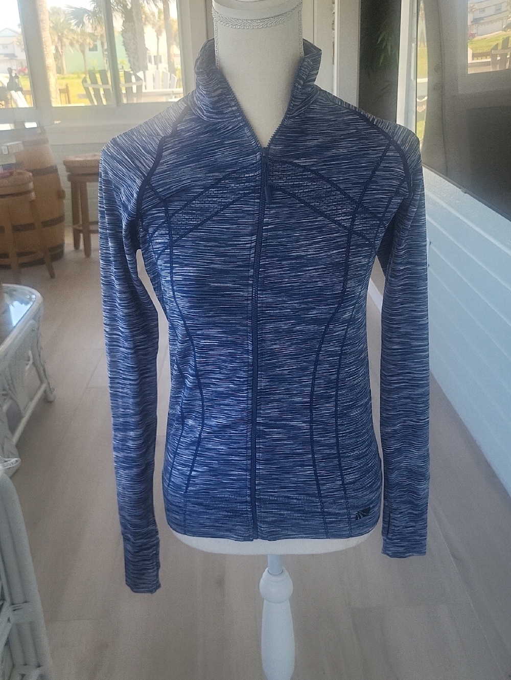 Marika Blue Space-Dye Full-Zip Athletic Jacket
